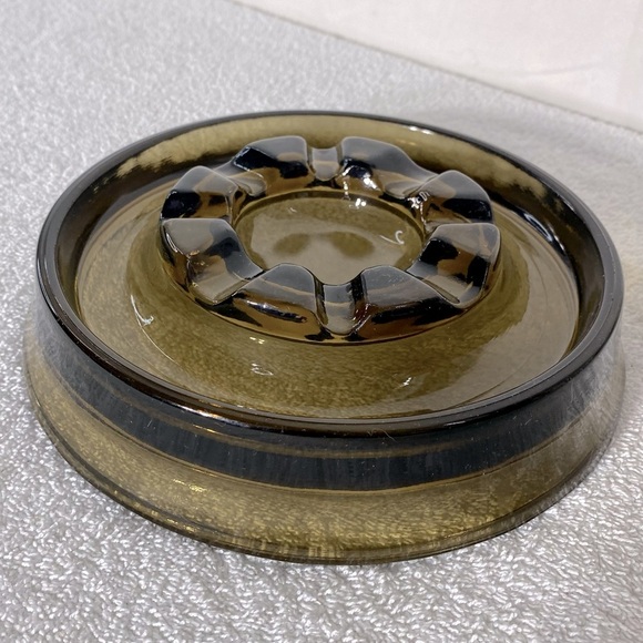 Vintage MCM Smoky Glass Ashtray Trinket Dish Glass Decor - Picture 14 of 14